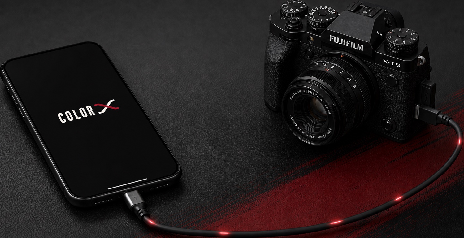 Fujifilm X-T5 USB-C ile Color X'e bağlı